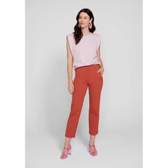 Betabrand Women's Monroe Crop Trouser Burnished Coral Size PXL NEW - Picture 6 of 6